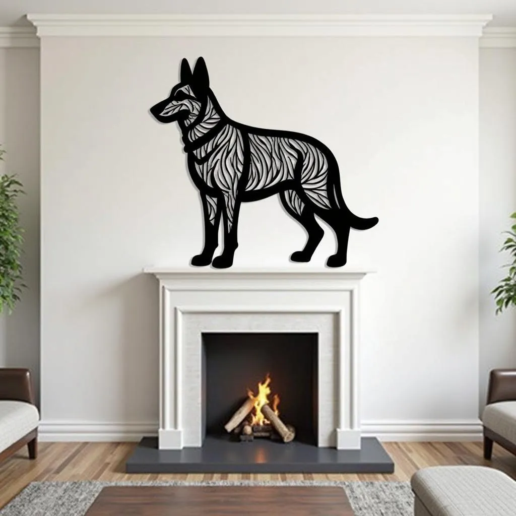 Metal dog wall art living room