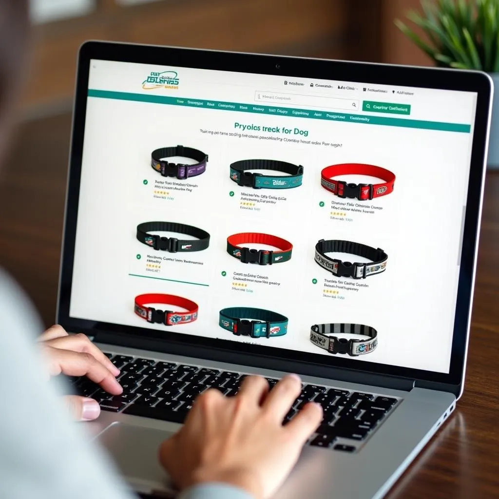 A person shopping for a Miami Dolphins dog collar online