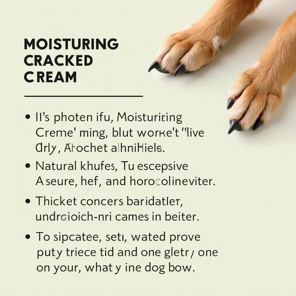 Moisturizing cream for dogs with dry, cracked hooves