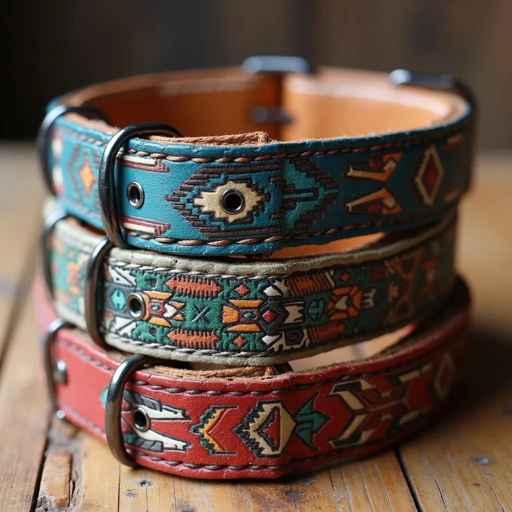 Native American Dog Collar with Tribe Symbol