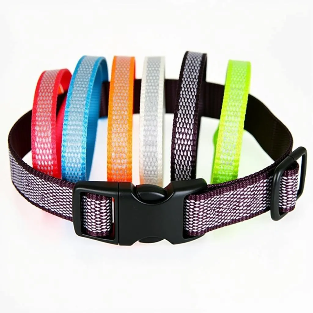 Durable Nylon Dog Collar with Reflective Strips for French Bulldogs