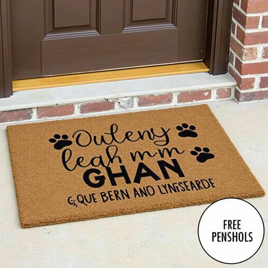 Personalized dog doormat placed at home entrance