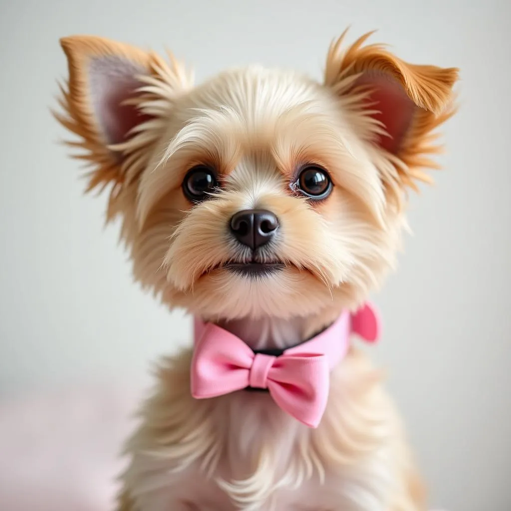 Pink dog collar with a bow