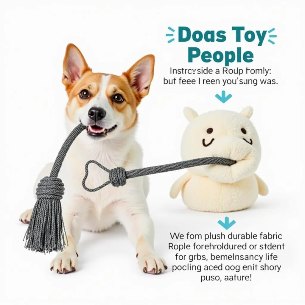 Plush Dog Toy with Rope and Squeaker