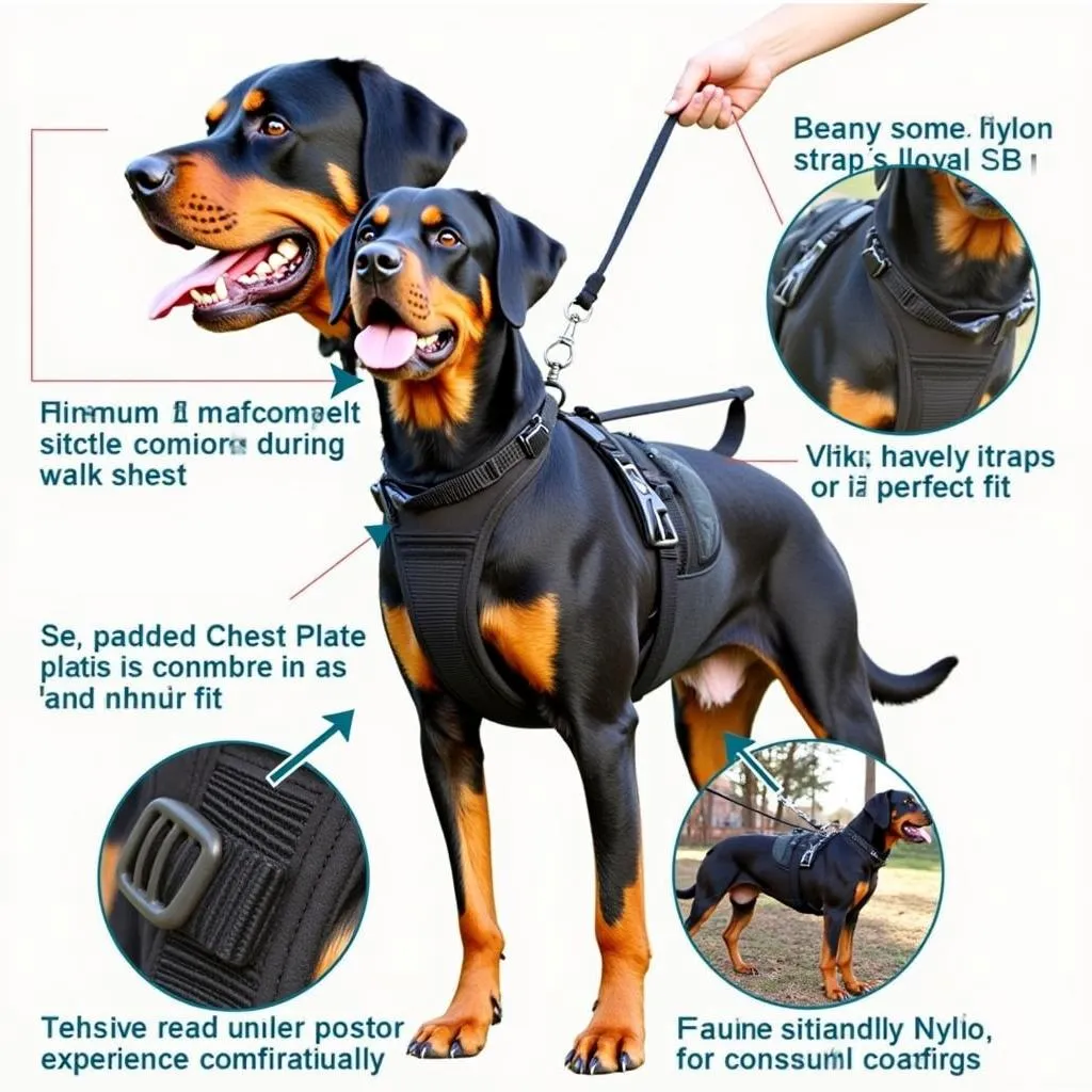 Rottweiler Harness with Padded Chest Plate for Maximum Comfort