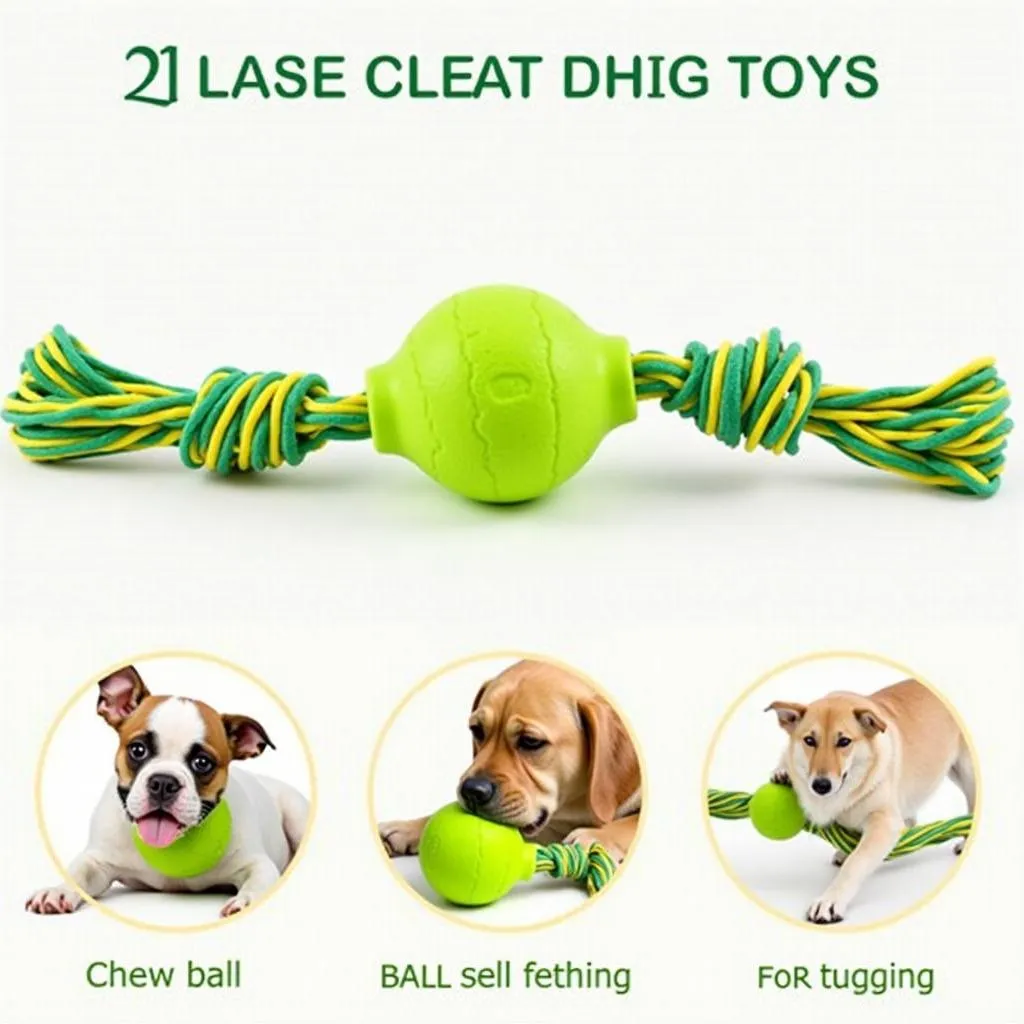 Rubber Chew Toy with Ball and Rope