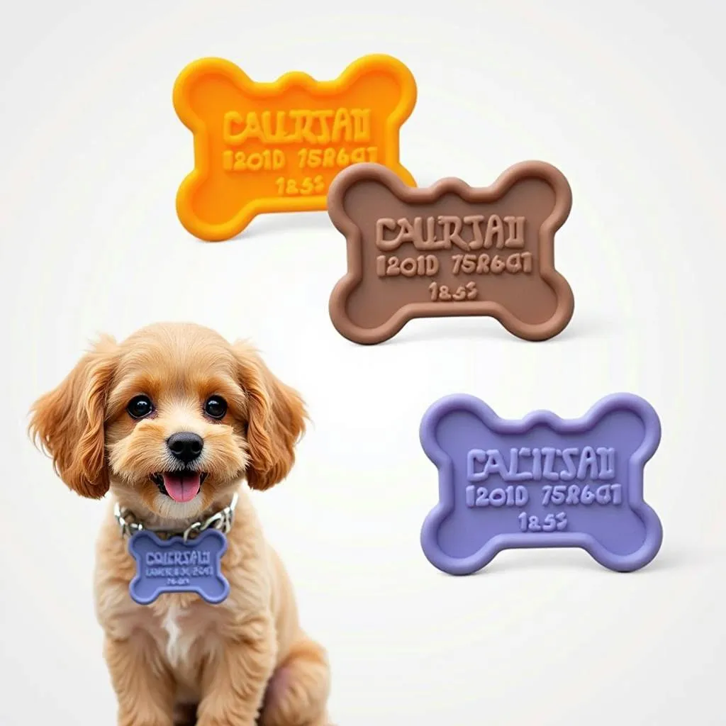 Small dog wearing a silicone dog ID tag with its owner