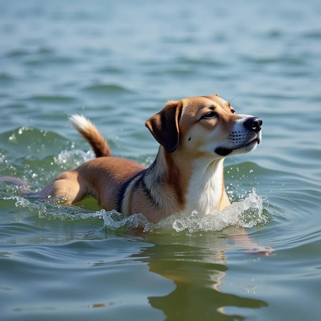 Six Fish Dog Swimming in the Water