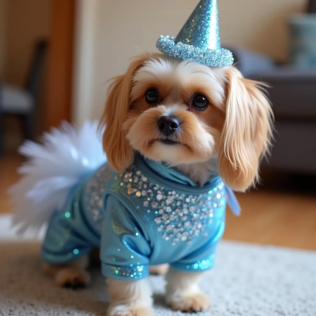 Sparkly dog costume for a party