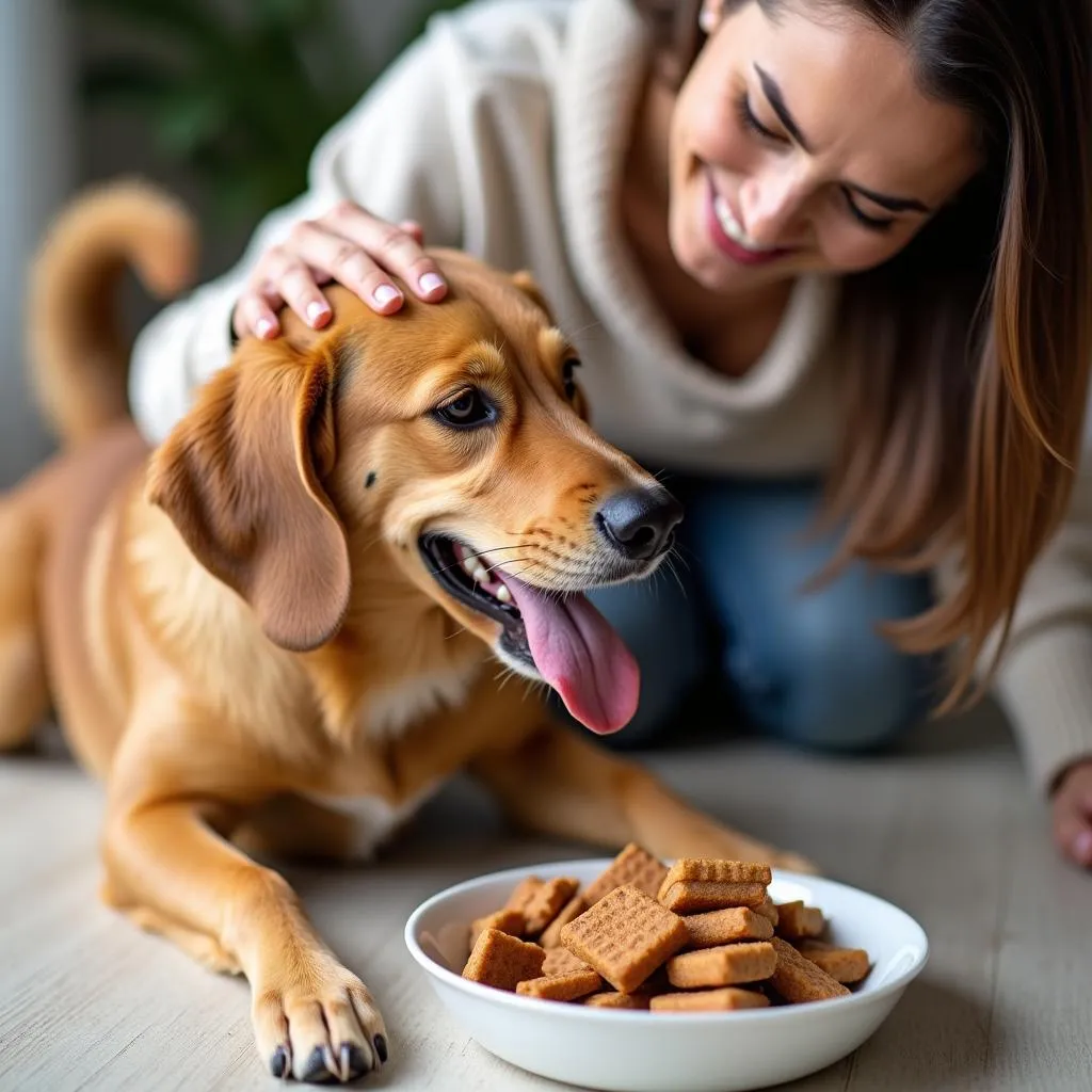 Happy Dog Enjoying Square Dog Treats