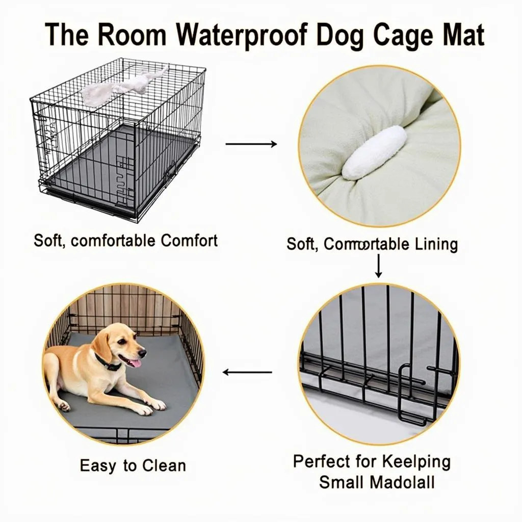 Waterproof dog cage mat for small dog with soft lining and easy to clean