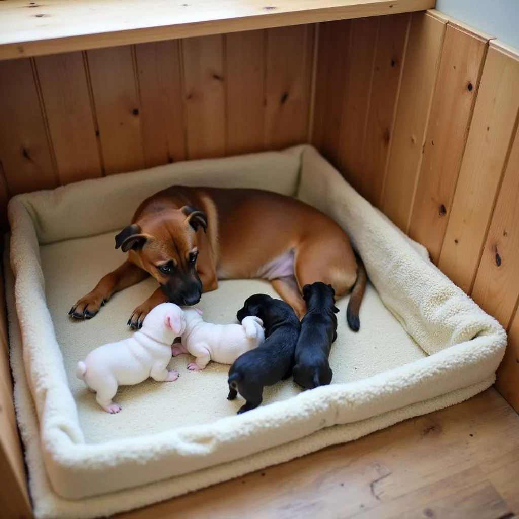 Whelping Box and Bedding for Comfortable Delivery and Pup Care