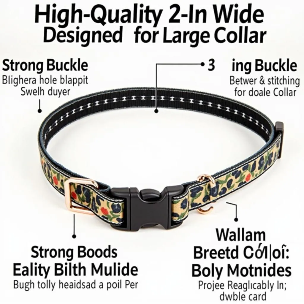 Dog collar for large breeds with 2 inch width