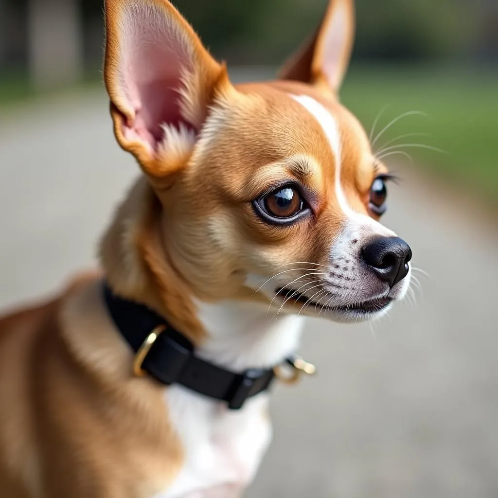 Small dog wearing a 3/8 inch dog collar