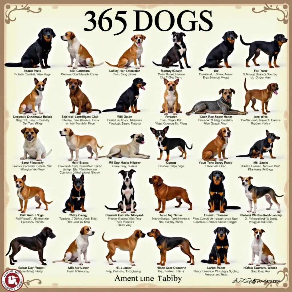 365 dogs calendar features various breeds