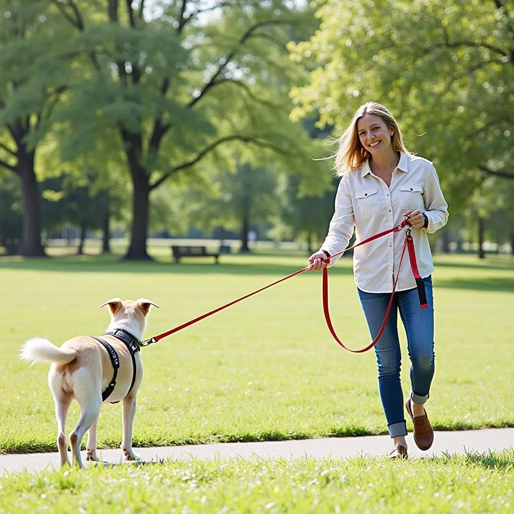 Walking your dog in a park with an 8 ft lead