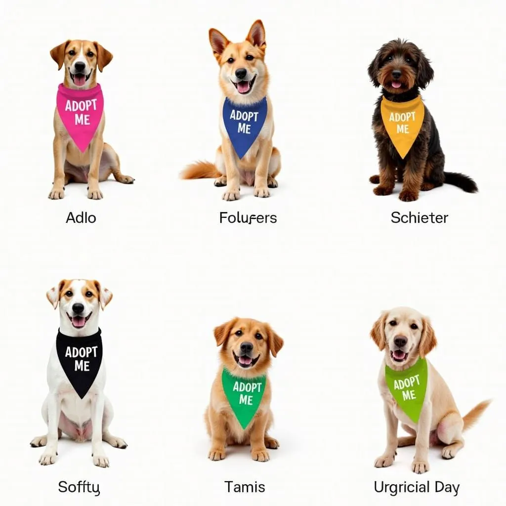 Dogs wearing adopt me bandanas