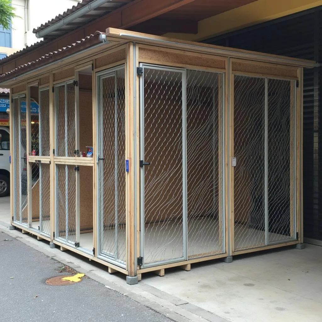 Air-conditioned dog kennels available at a pet store in Hanoi