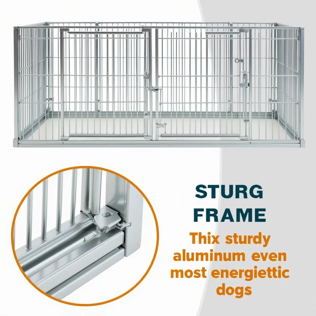 Aluminum dog kennel with strong and durable construction