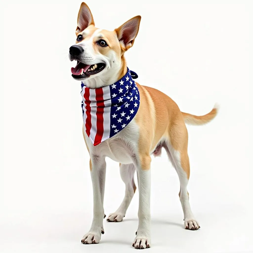 American Flag Bandana Dog Wearing It