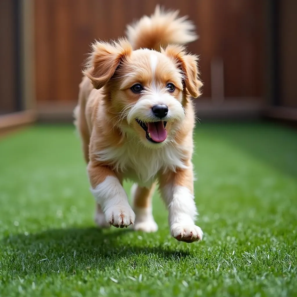 Artificial turf dog run for easy cleaning and maintenance