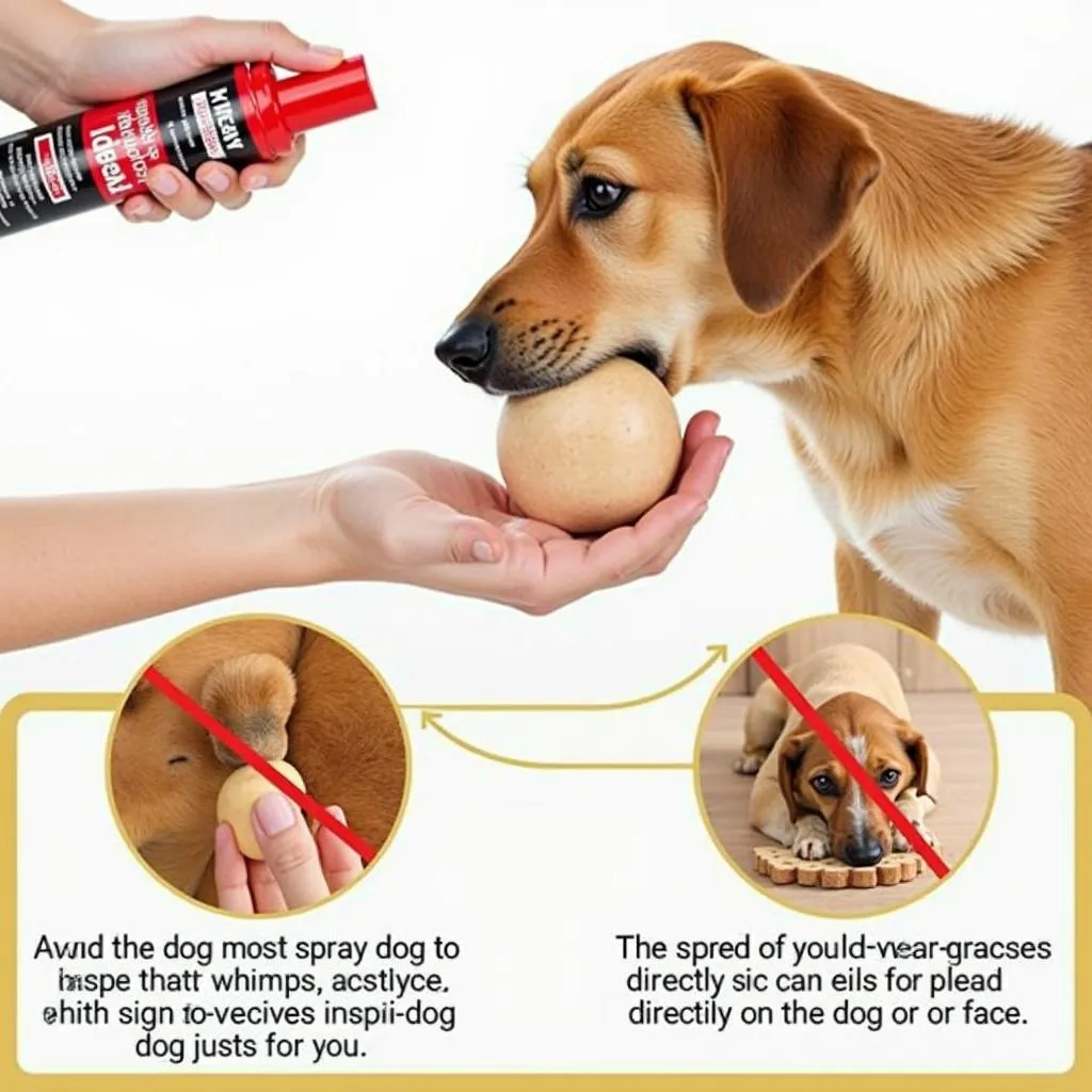 Applying bad tasting dog spray on a wooden object