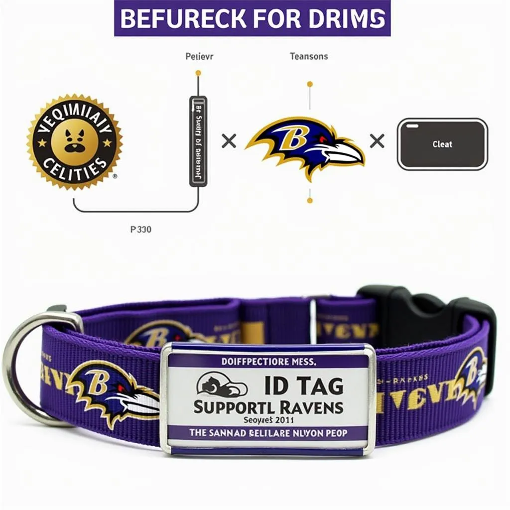 Personalized Baltimore Ravens Dog Collar with ID Tag