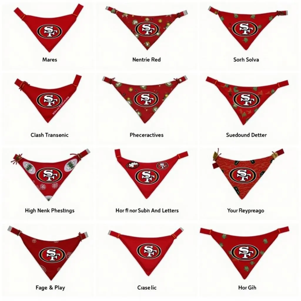 Dog bandanas featuring the San Francisco 49ers logo, colors, and designs