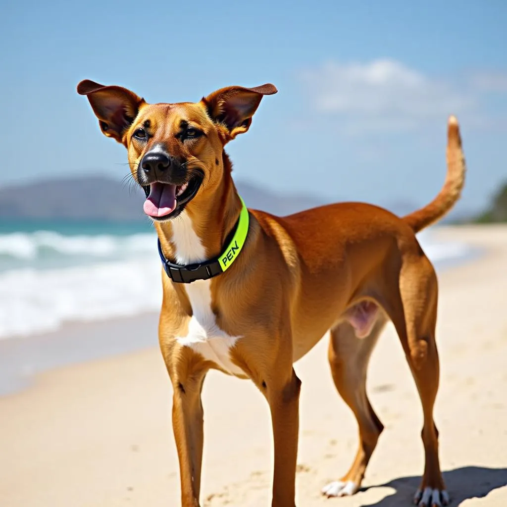 Beach dog collars in vibrant colors for maximum visibility on the beach.