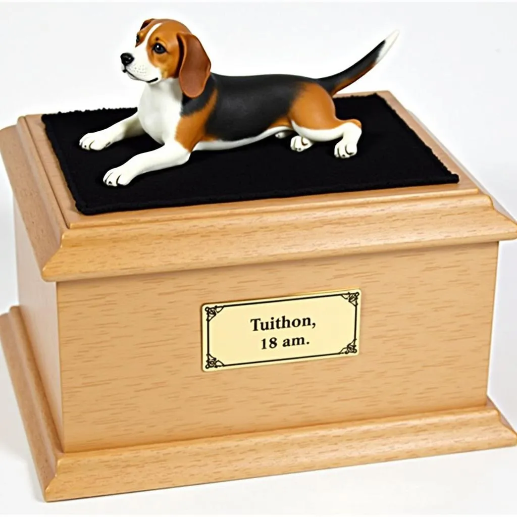 Beagle dog urn made of wood