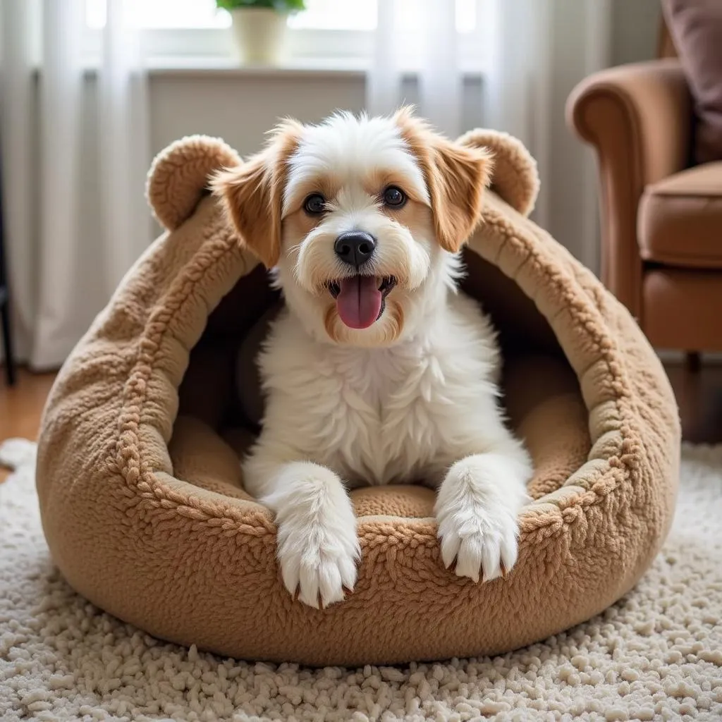 Bear dog bed providing cozy comfort