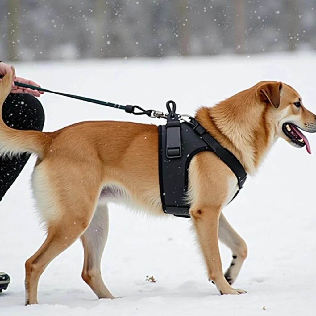 Dog mushing harness with belly strap