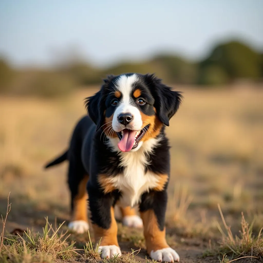 Bernese Mountain Dog puppy playing in Texas