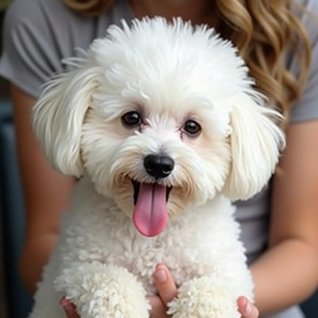 Bichon Frise dog with puffy coat