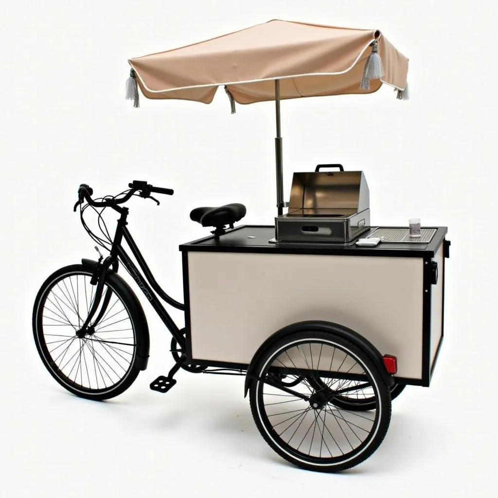 A close-up shot of a bicycle hot dog cart for sale