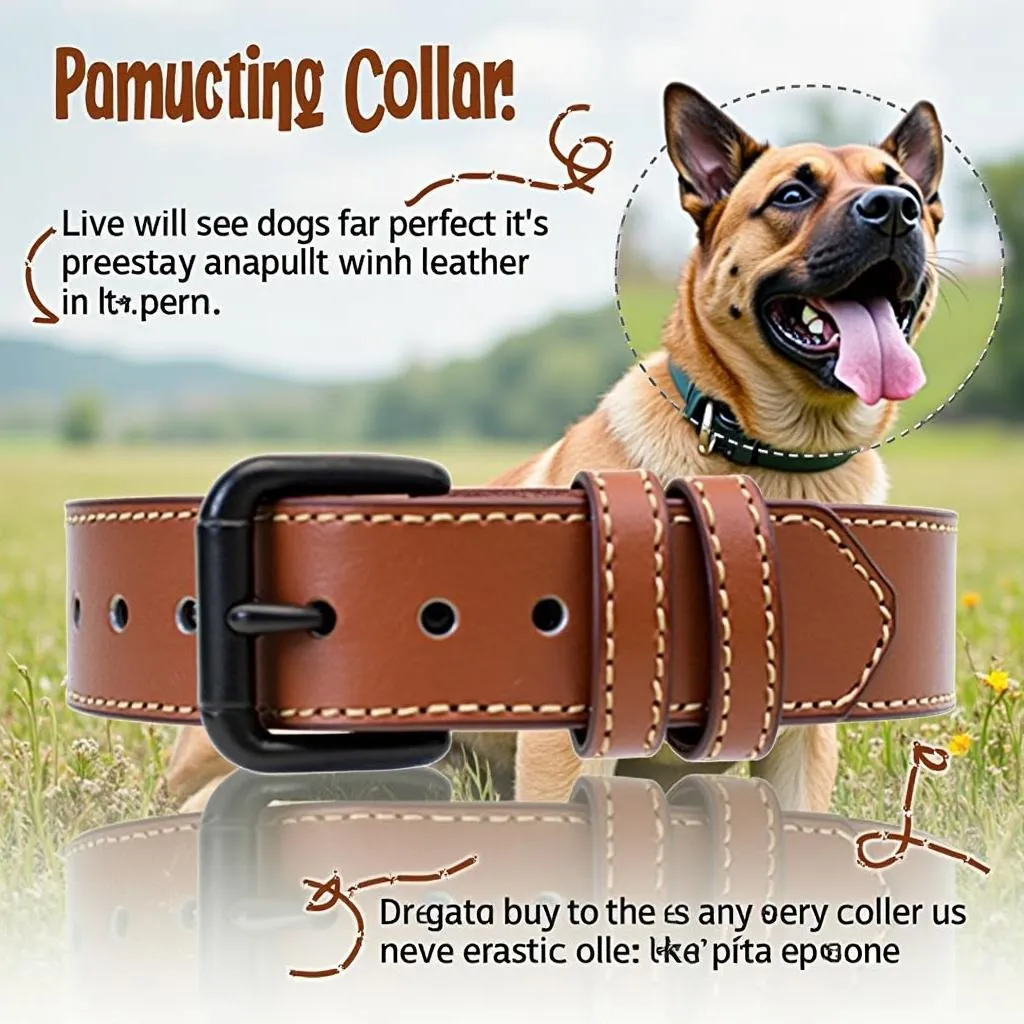 Brown Leather Collar for Big Dogs