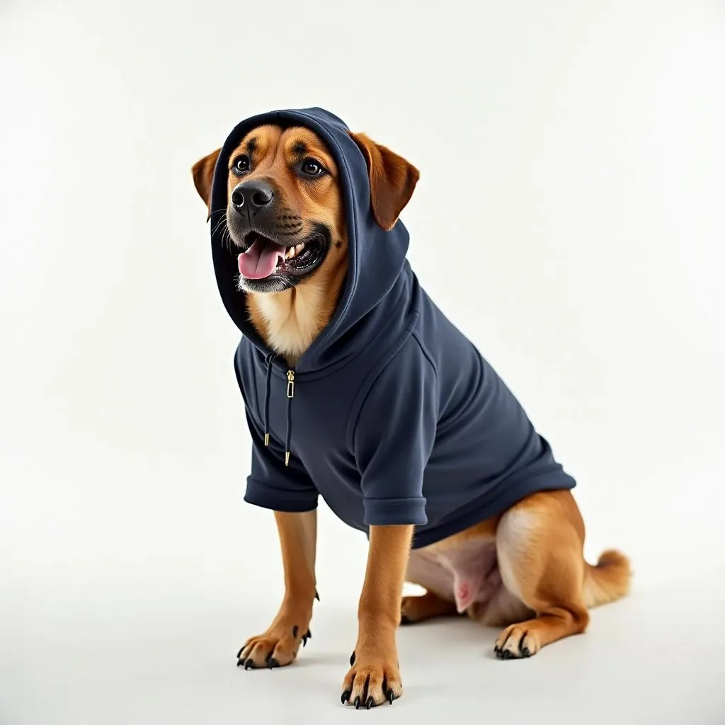 Big Dog Sporting a Hoodie