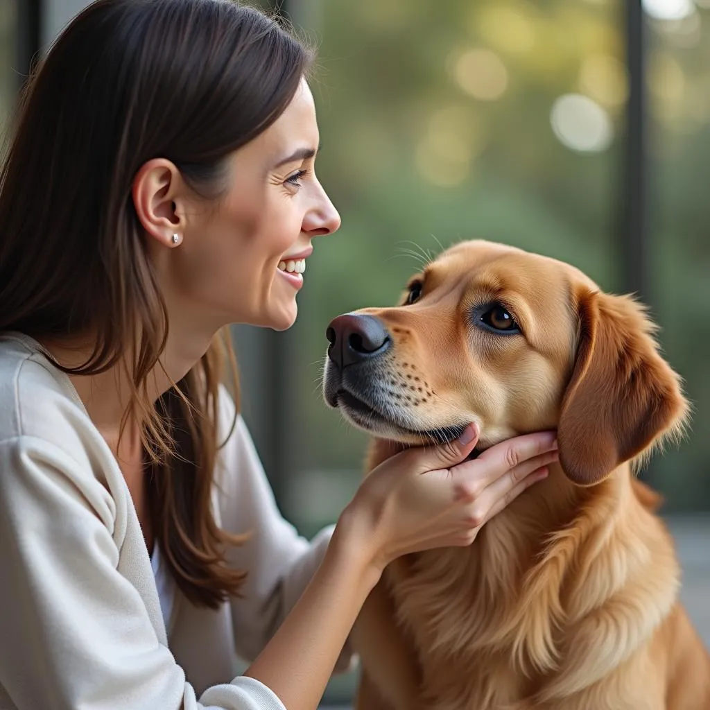 Woman with Large Dog