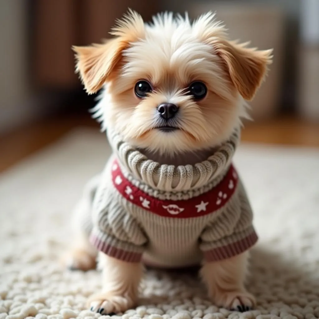 Cute bird dog wearing a sweater