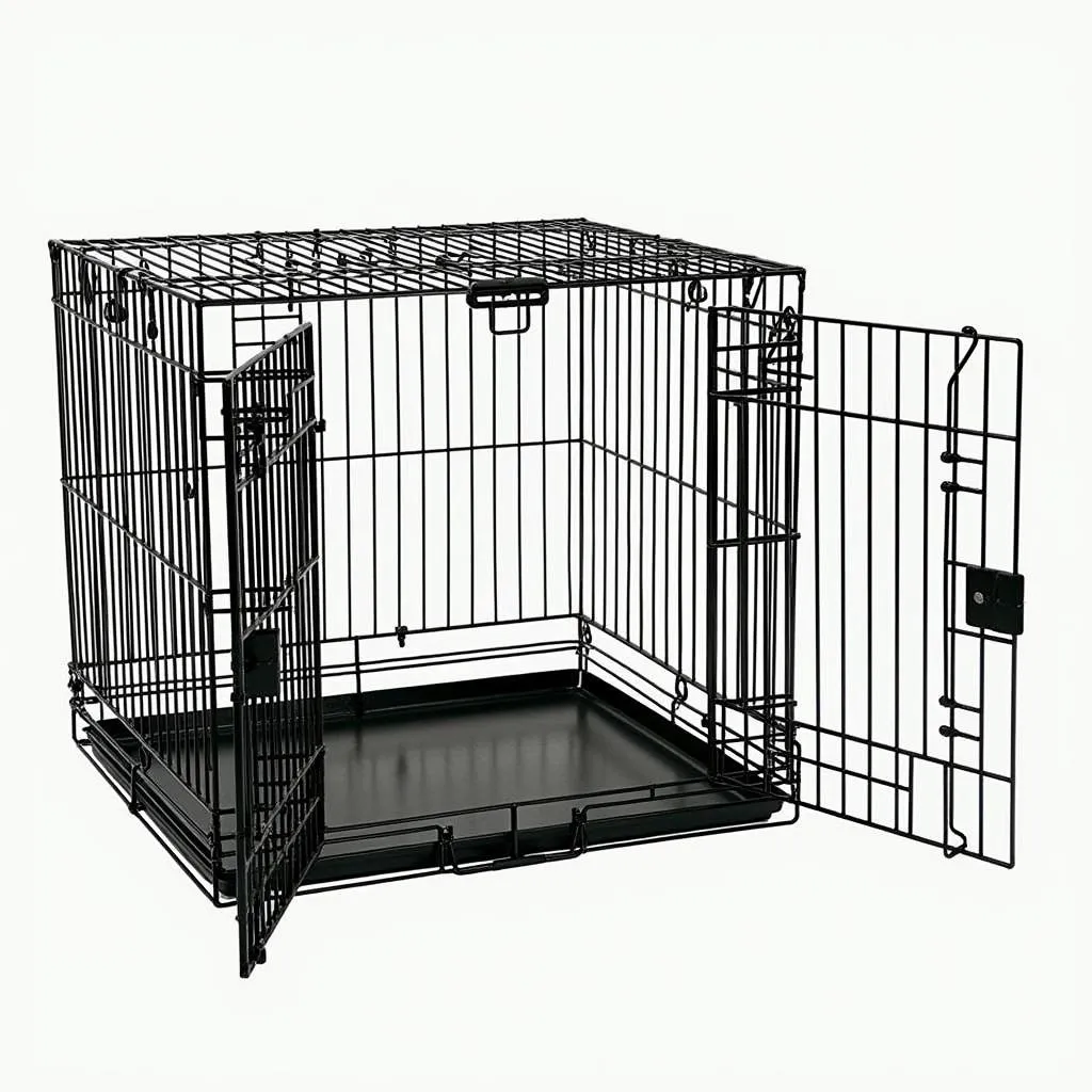 Heavy-Duty Black Dog Crate For Large Breeds