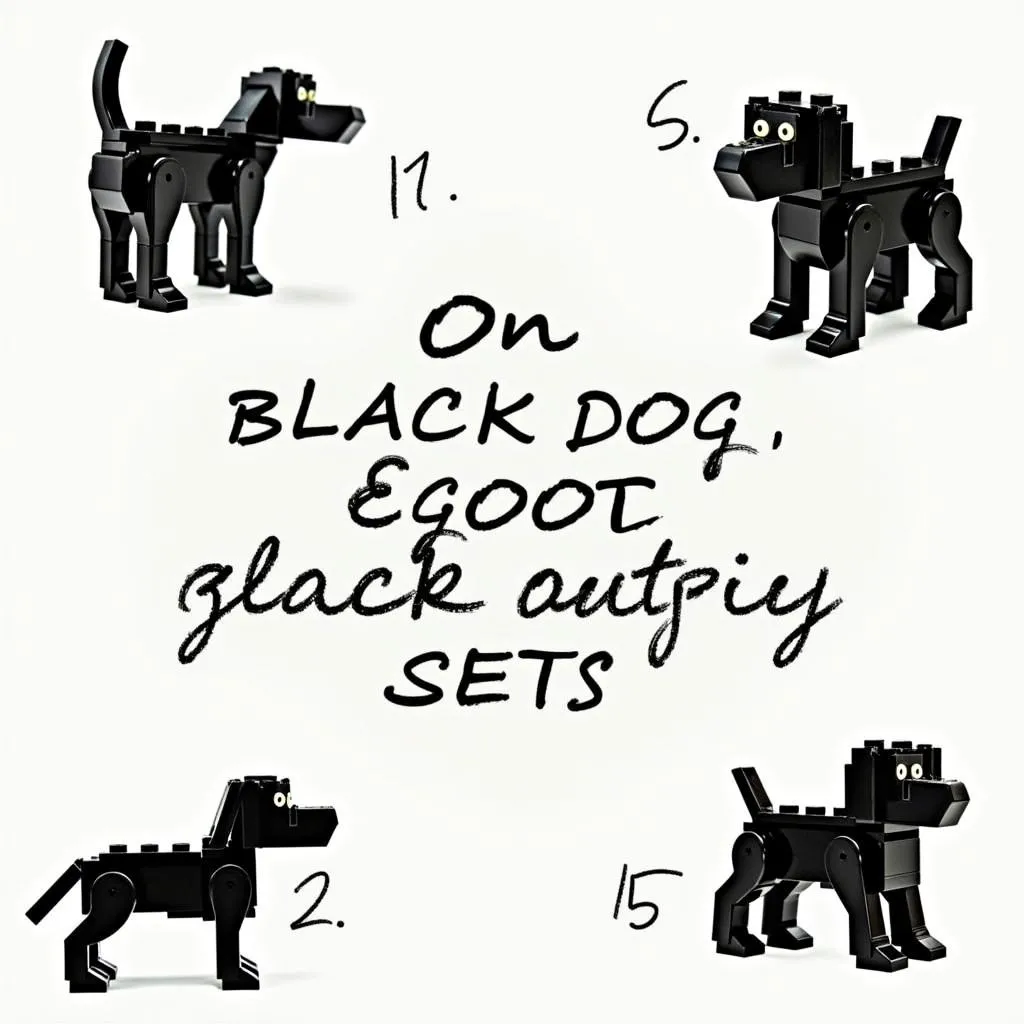 A collection of black dog Lego sets available online