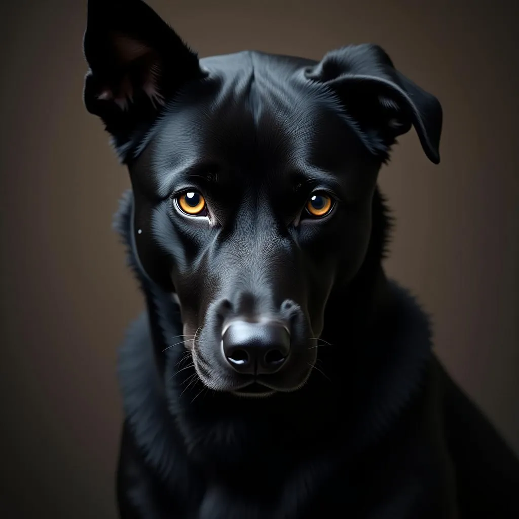 Black dog with mysterious aura