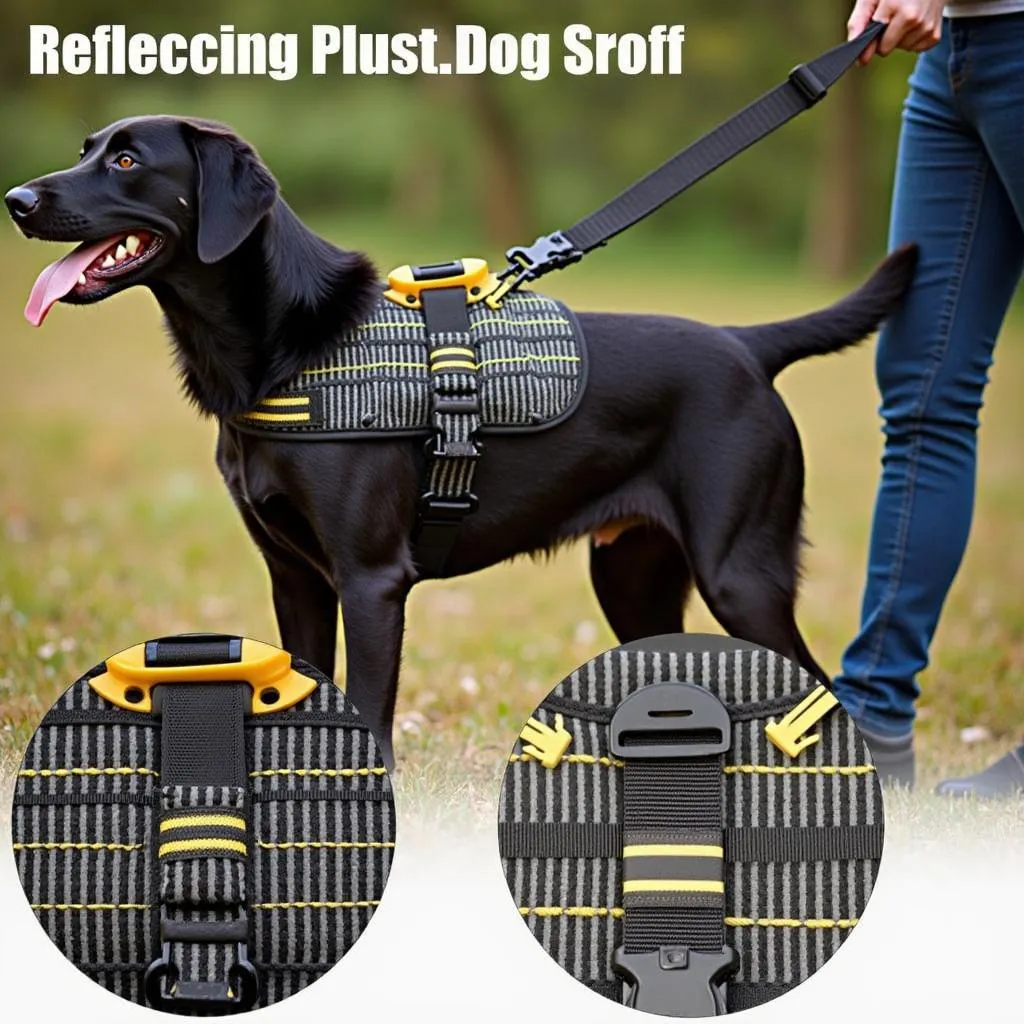 Black Gold Reflective Dog Harness