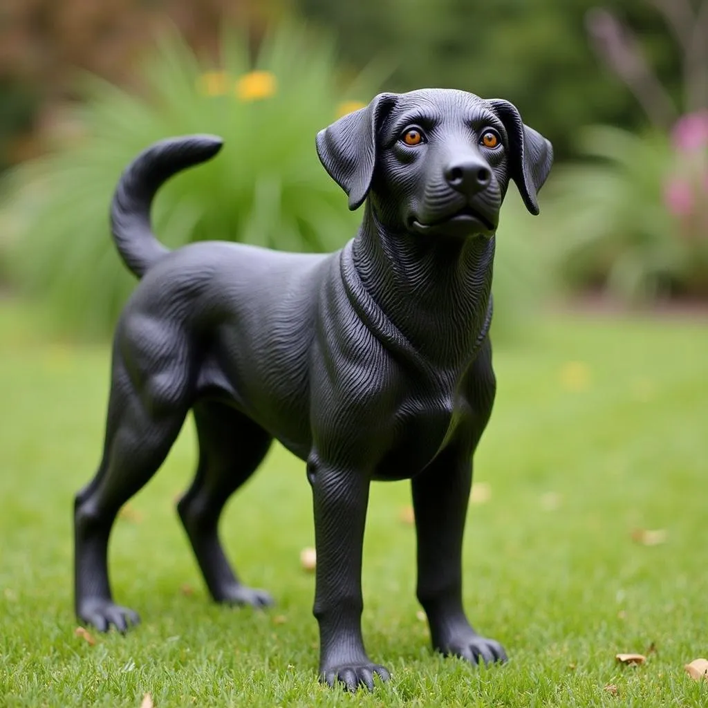 Black Lab Dog Statue for Outdoor Garden Decoration