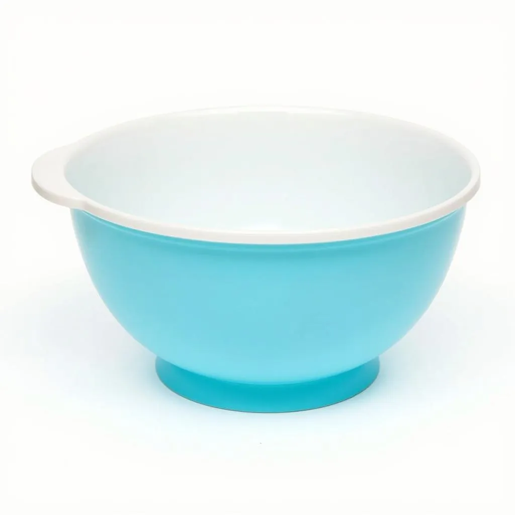 A practical and affordable blue and white plastic dog bowl