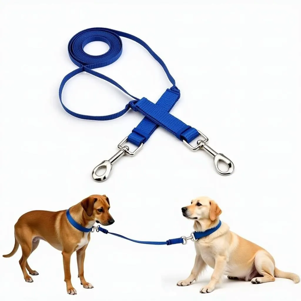 Blue dog leash coupler