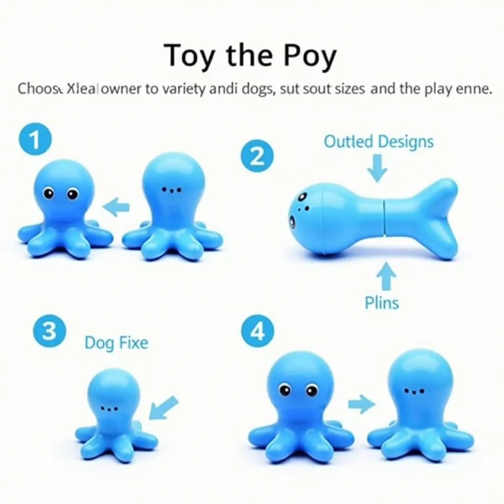 A collection of blue octopus dog toys of different sizes and designs