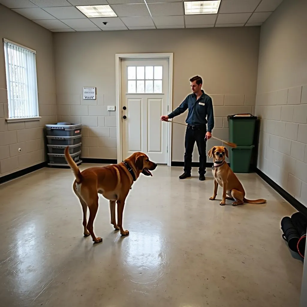 Dog training in a clean, spacious facility