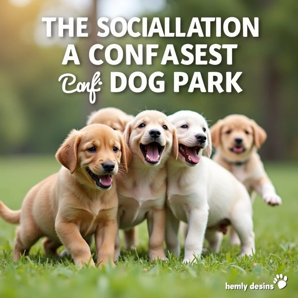 Socialization is key to a bold dog's development: A playful puppy exploring a dog park with other pups