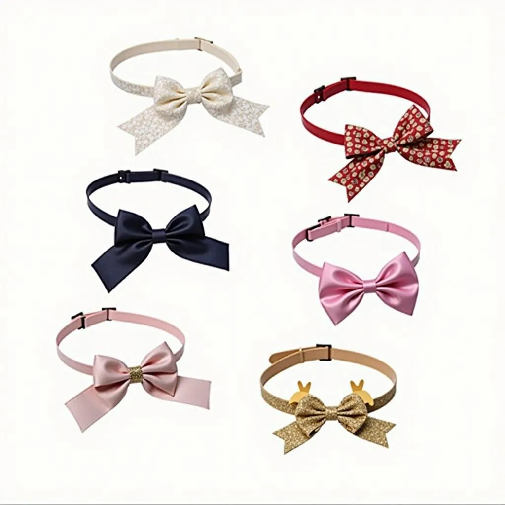 Bow collar for dogs with different designs - an image showing a variety of bow collars for dogs